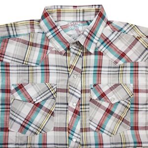 Casual Country Outfitters Men's L Shirt Plaid Western Short Sleeve Snap Button